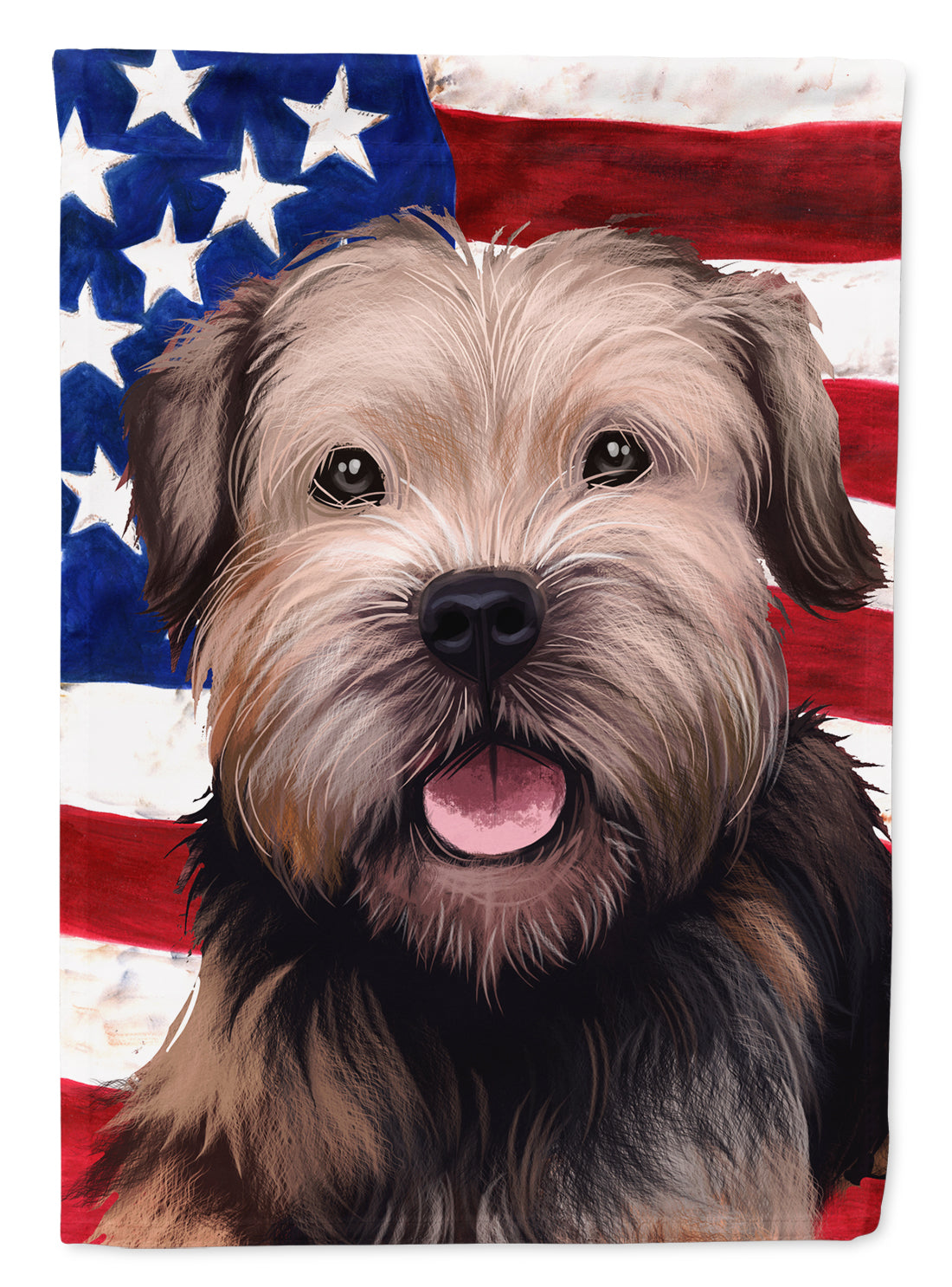 Border Terrier Dog American Flag Flag Canvas House Size CK6448CHF  the-store.com.