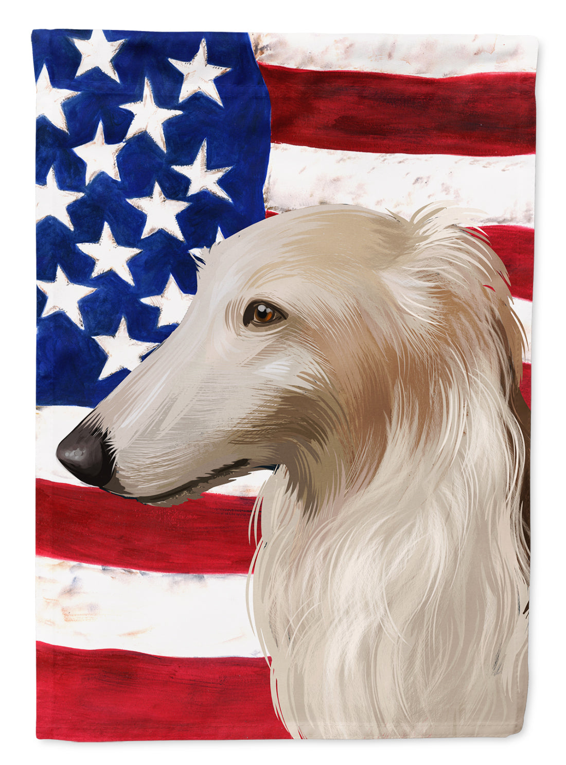 Borzoi Dog American Flag Flag Canvas House Size CK6449CHF  the-store.com.