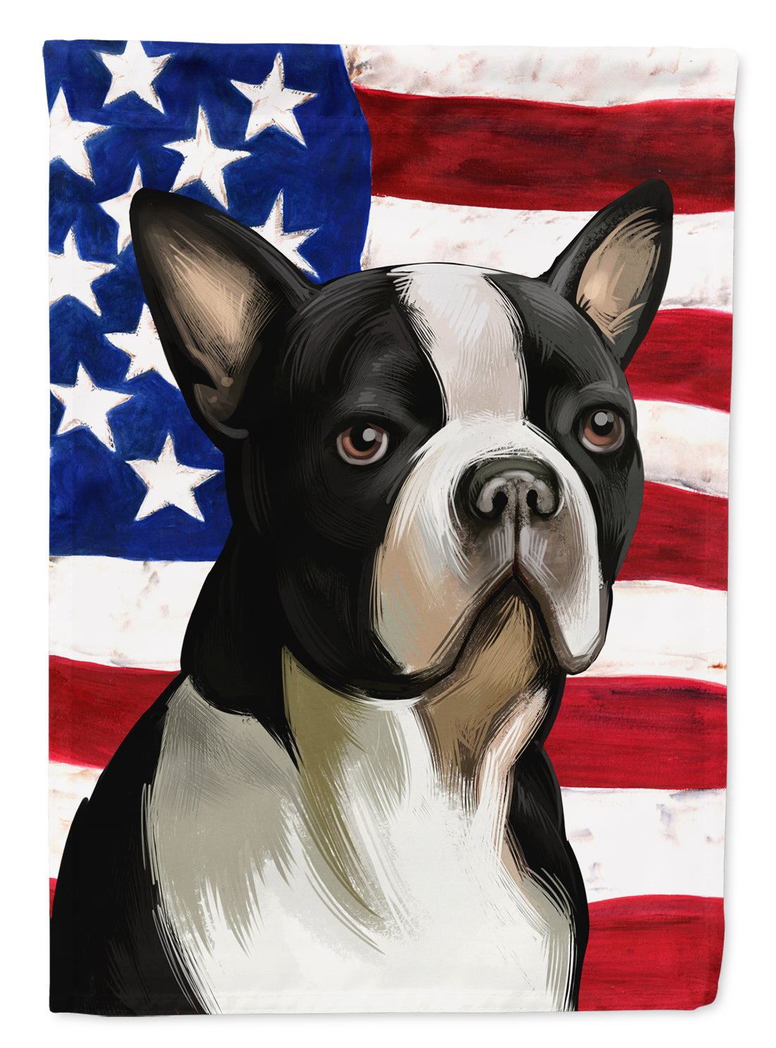 Boston Terrier Dog American Flag Flag Canvas House Size CK6451CHF  the-store.com.