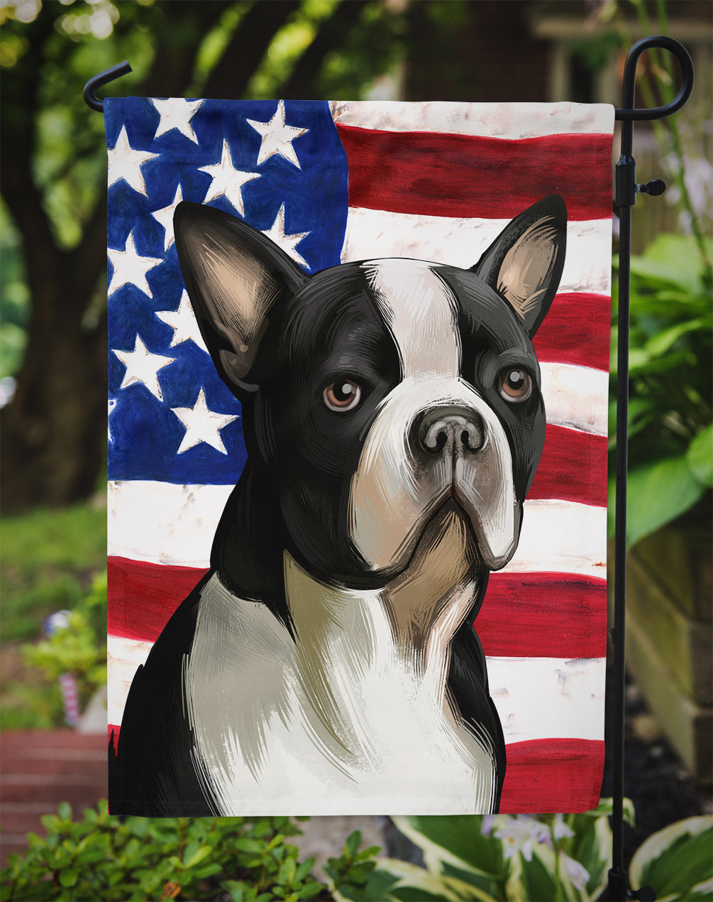 Boston Terrier Dog American Flag Flag Garden Size CK6451GF  the-store.com.