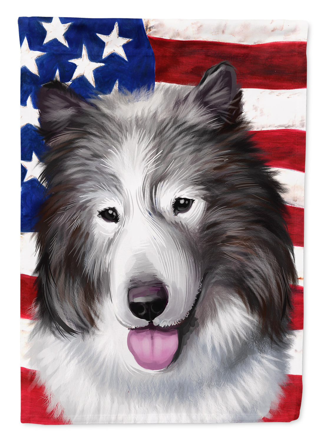 Canadian Eskimo Dog American Flag Flag Canvas House Size CK6473CHF  the-store.com.