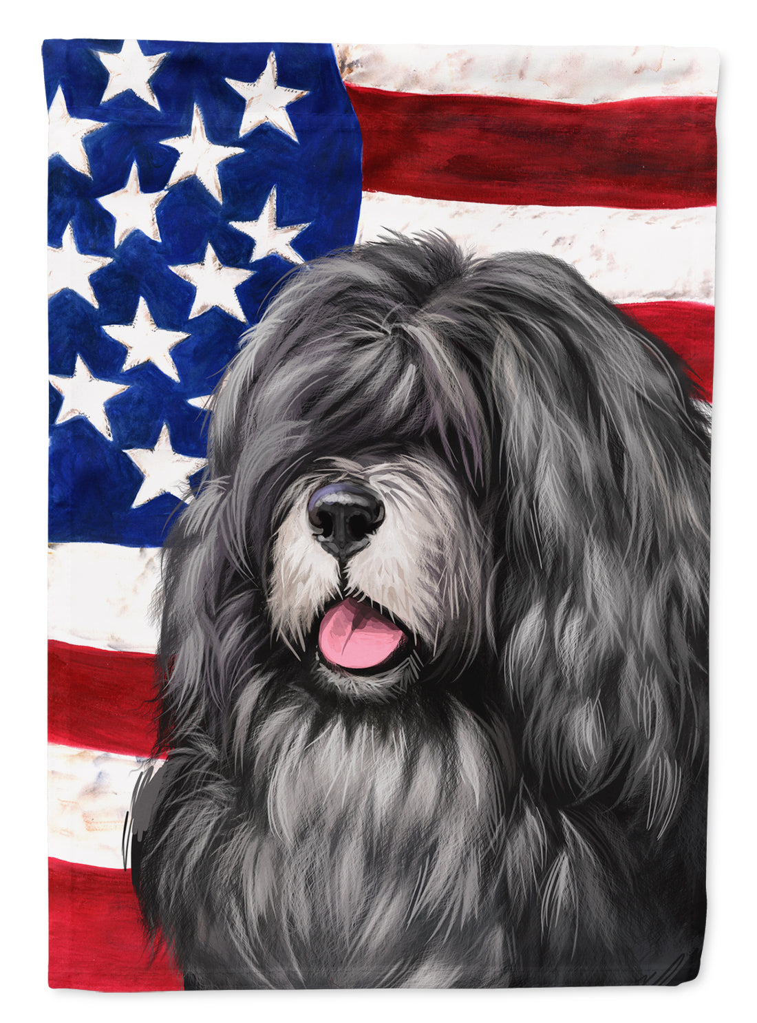 Portuguese Sheepdog American Flag Flag Canvas House Size CK6475CHF  the-store.com.