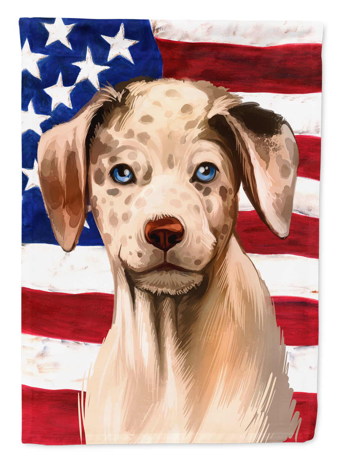 Catahoula Leopard Dog American Flag Flag Canvas House Size CK6479CHF  the-store.com.