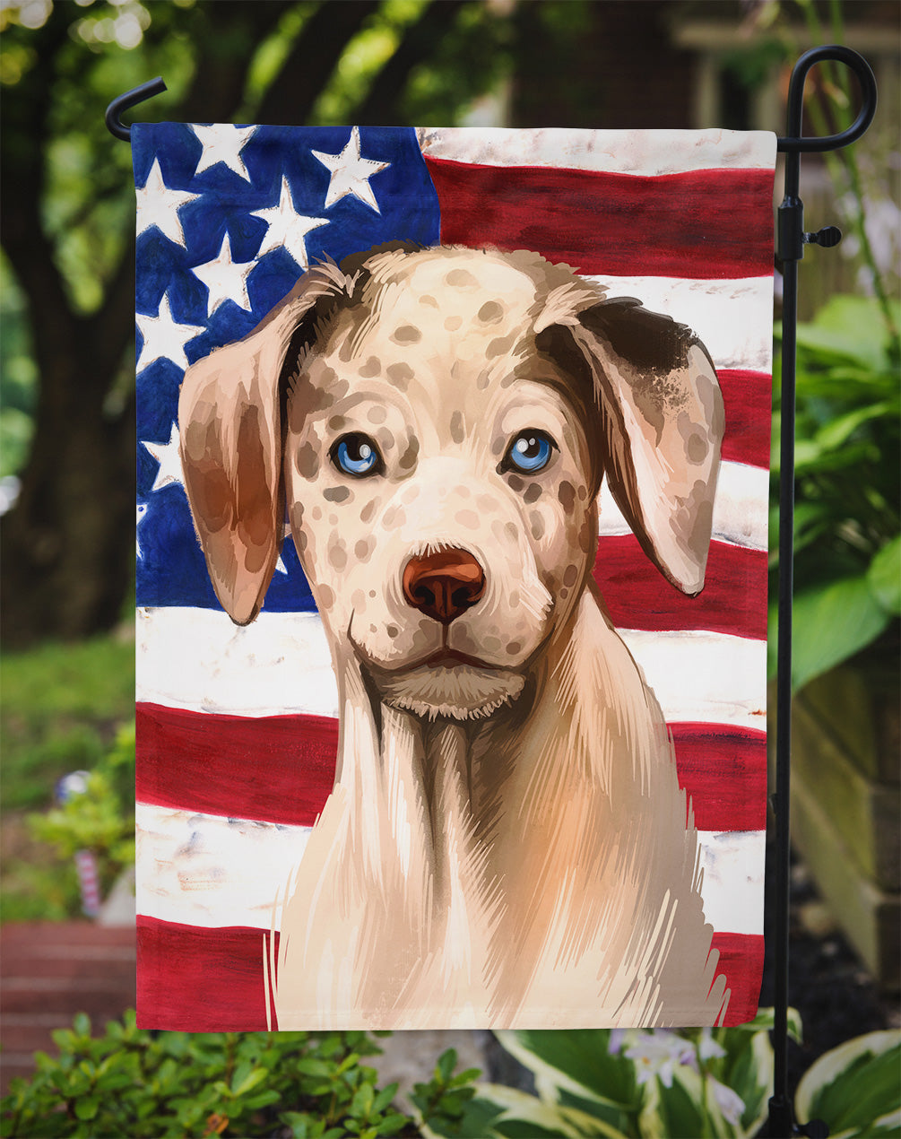 Catahoula Leopard Dog American Flag Flag Garden Size CK6479GF  the-store.com.