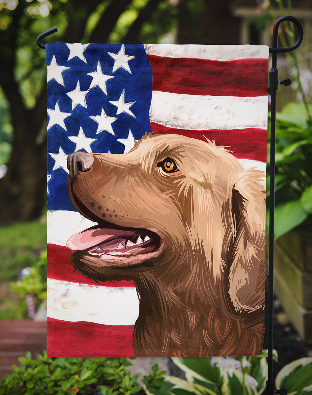 Chesapeake Bay Retriever American Flag Flag Garden Size CK6486GF  the-store.com.