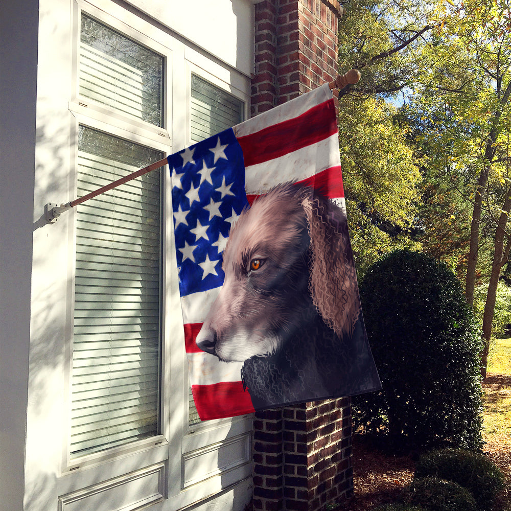 Curly-Coated Retriever American Flag Flag Canvas House Size CK6498CHF  the-store.com.
