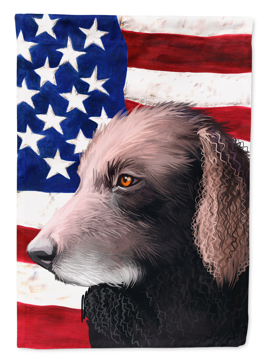 Curly-Coated Retriever American Flag Flag Canvas House Size CK6498CHF  the-store.com.