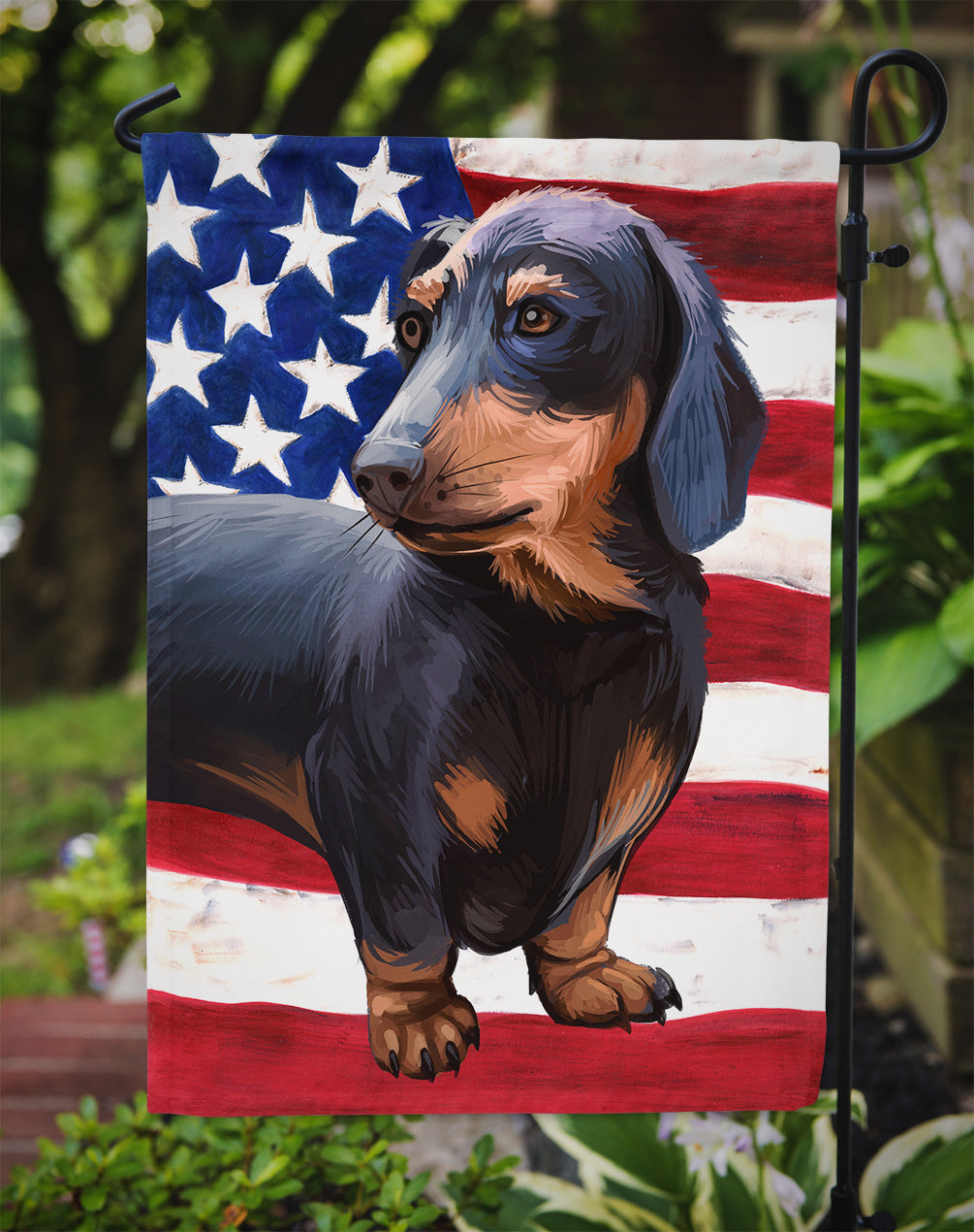 Dachshund Dog American Flag Flag Garden Size CK6500GF  the-store.com.