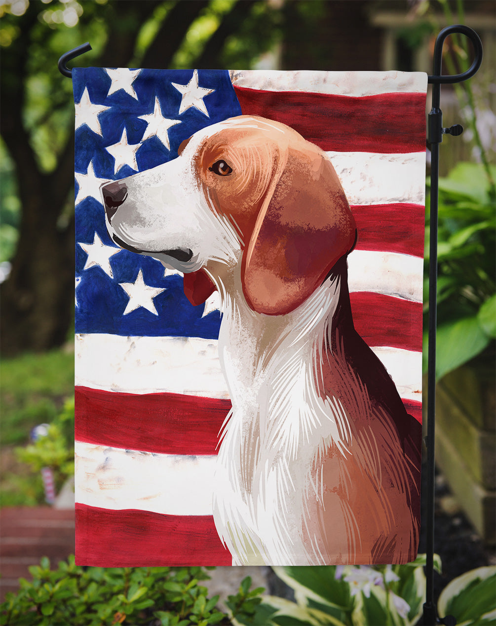 Deutsche Bracke Dog American Flag Flag Garden Size CK6503GF  the-store.com.