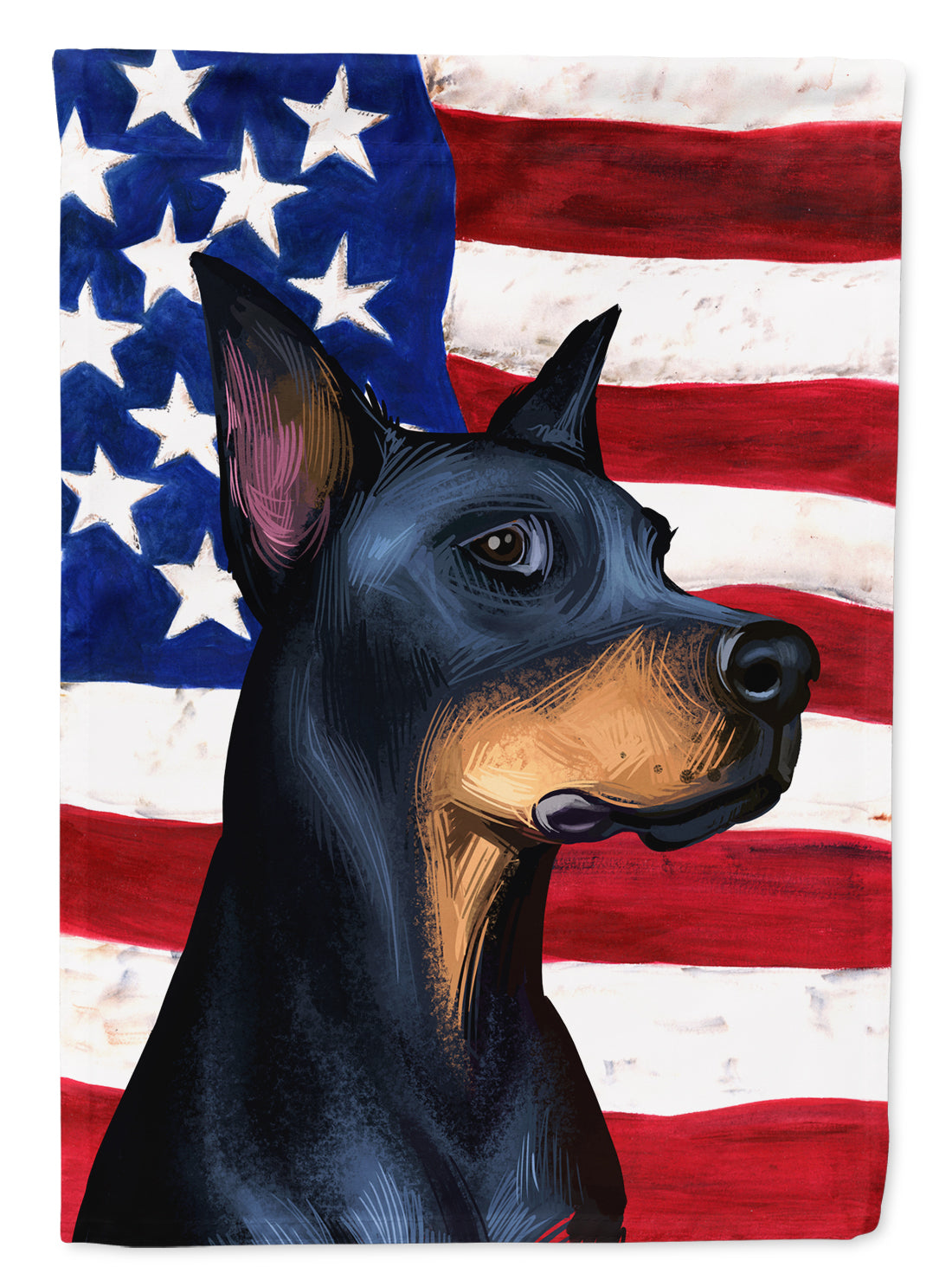 Doberman Pinscher Dog American Flag Flag Canvas House Size CK6504CHF