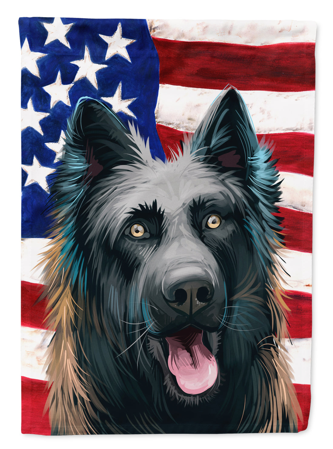 Dutch Shepherd Dog American Flag Flag Canvas House Size CK6507CHF  the-store.com.