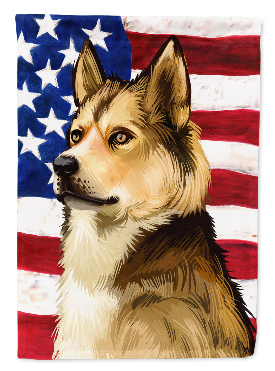 East Siberian Laika Dog American Flag Flag Canvas House Size CK6509CHF  the-store.com.