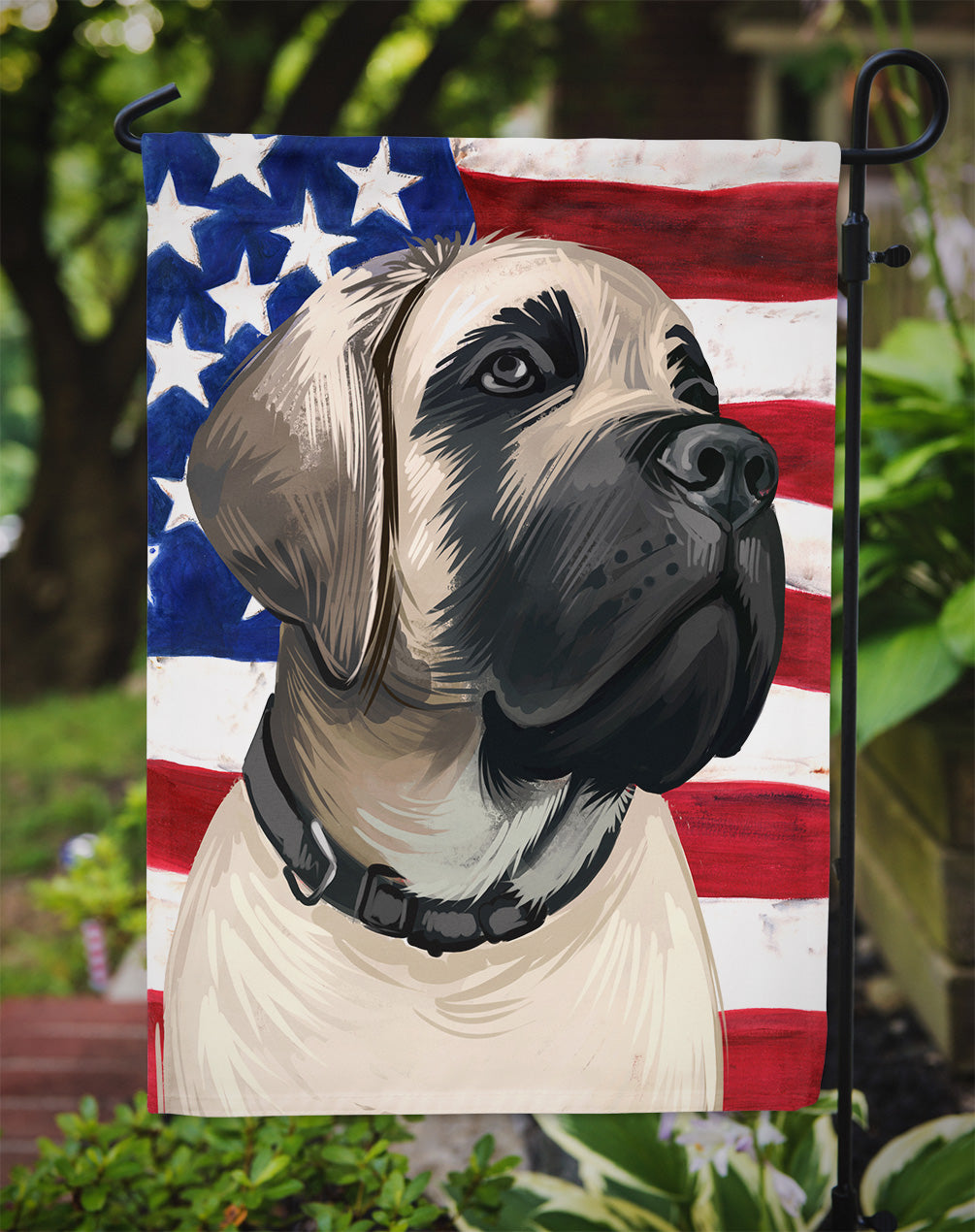 English Mastiff Dog American Flag Flag Garden Size CK6513GF  the-store.com.