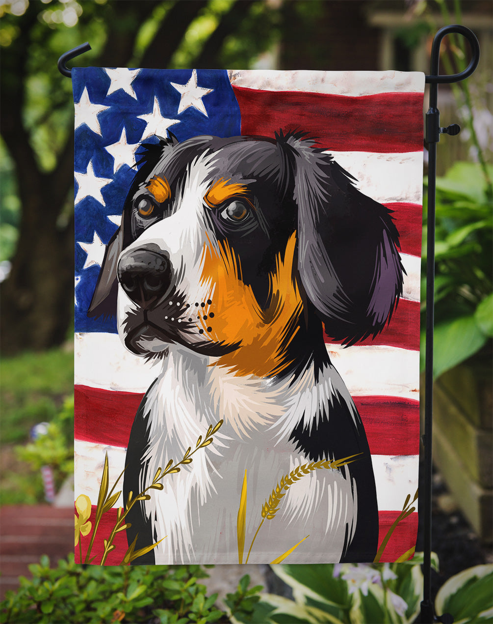 Entlebucher Mountain Dog American Flag Flag Garden Size CK6516GF  the-store.com.