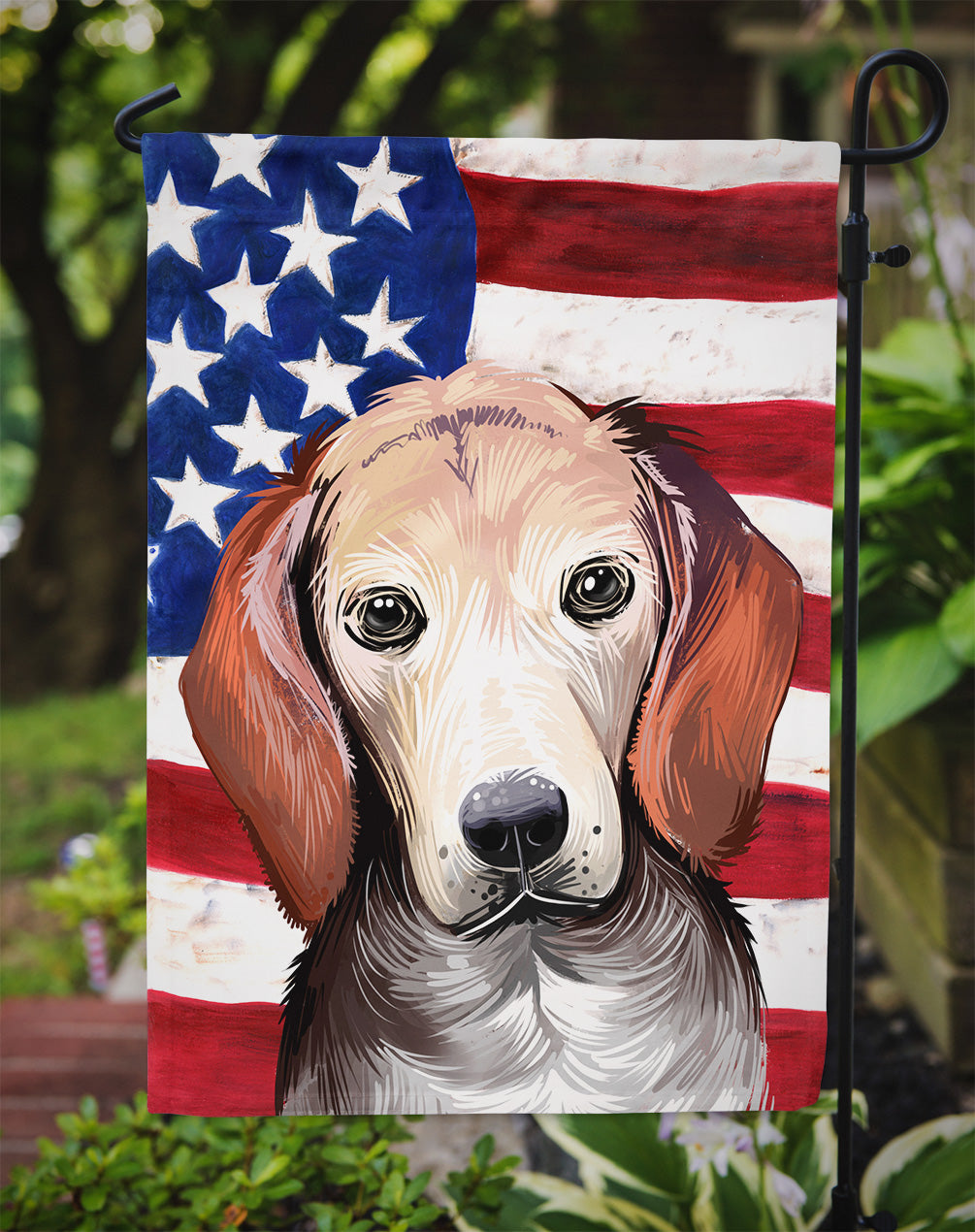 Estonian Hound Dog American Flag Flag Garden Size CK6517GF  the-store.com.