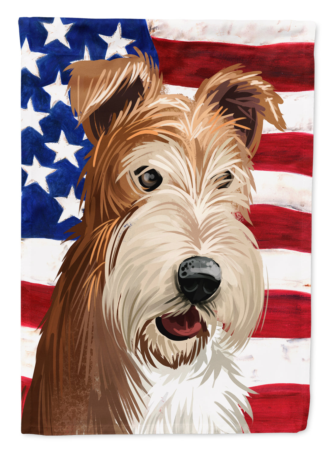 Fox Terrier Wire Dog American Flag Flag Garden Size CK6527GF  the-store.com.