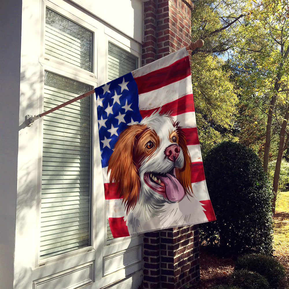 French Brittany Dog American Flag Flag Canvas House Size CK6529CHF  the-store.com.