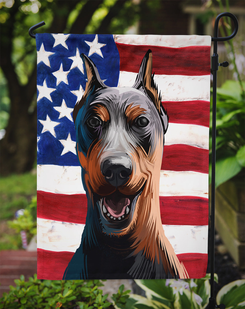 German Pinscher Dog American Flag Flag Garden Size CK6534GF  the-store.com.