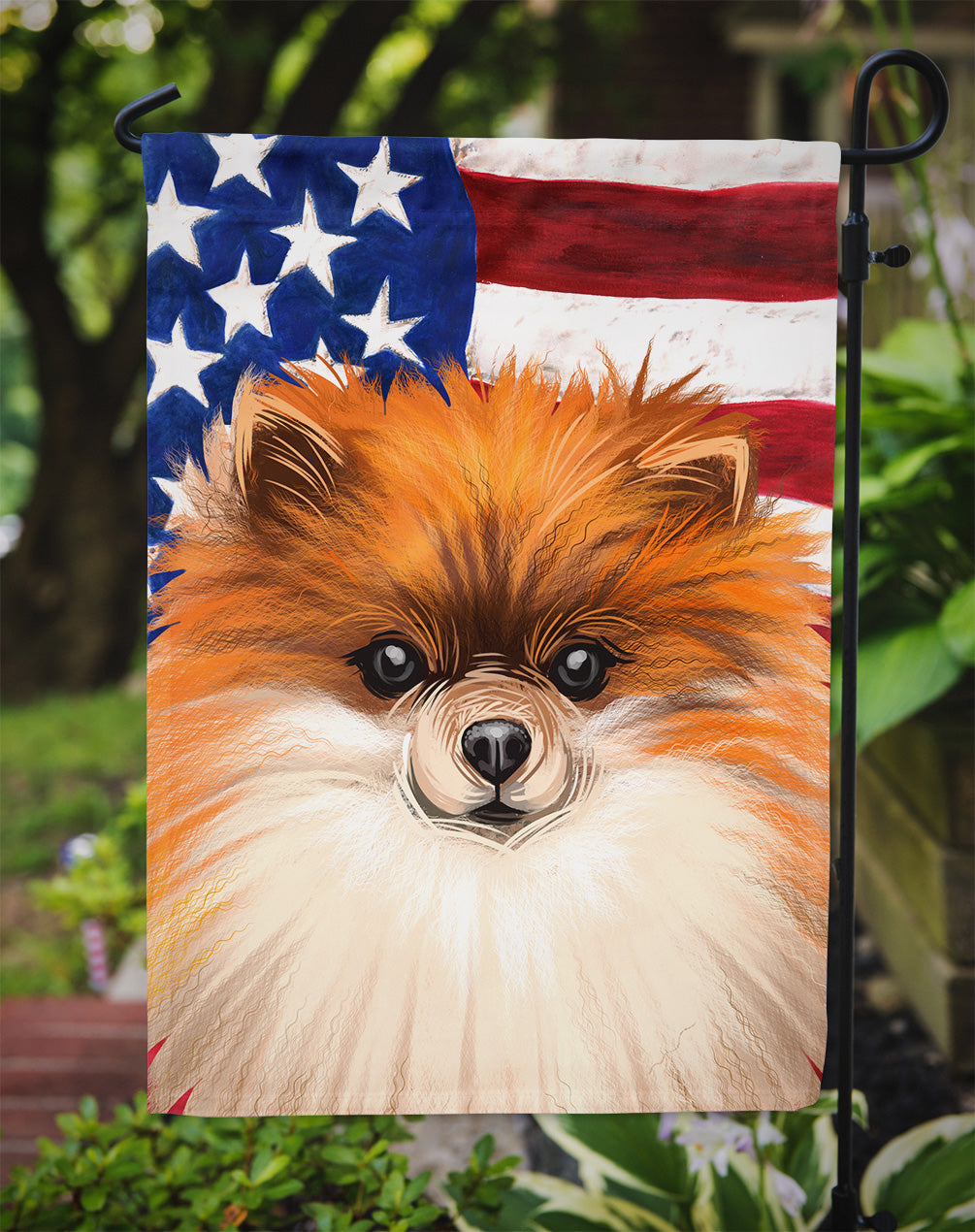 German Spitz Dog American Flag Flag Garden Size CK6538GF  the-store.com.