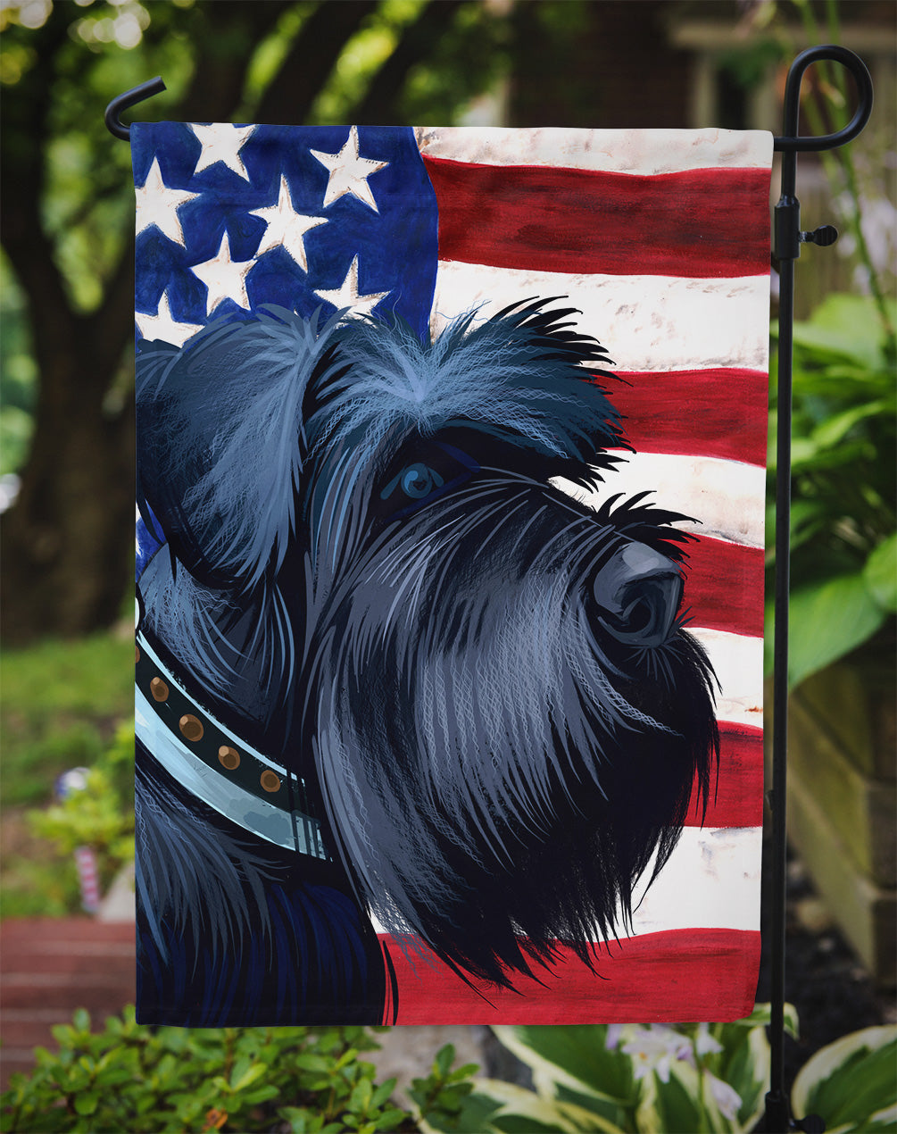 Giant Schnauzer Dog American Flag Flag Garden Size CK6540GF  the-store.com.