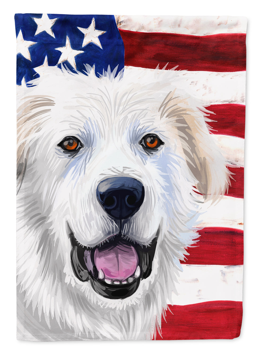 Great Pyrenees Dog American Flag Flag Canvas House Size CK6547CHF  the-store.com.