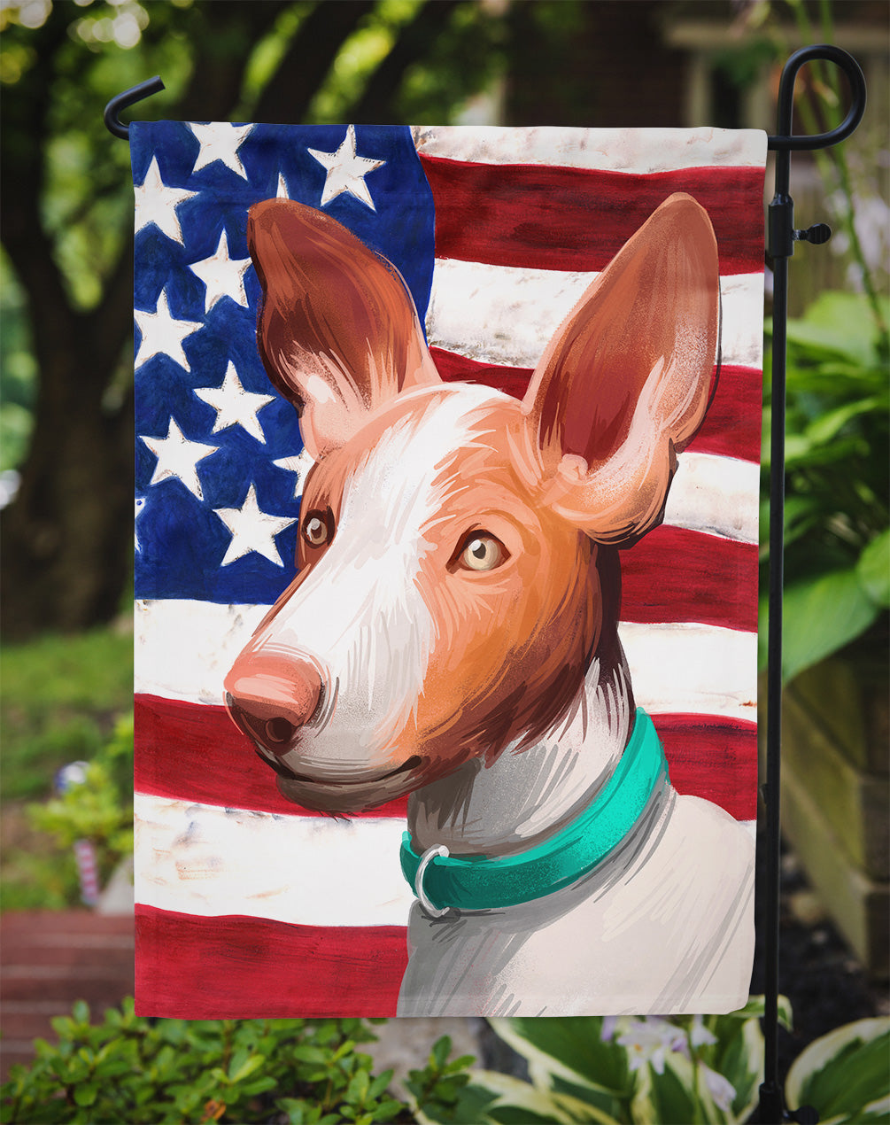 Ibizan Hound Dog American Flag Flag Garden Size CK6565GF  the-store.com.