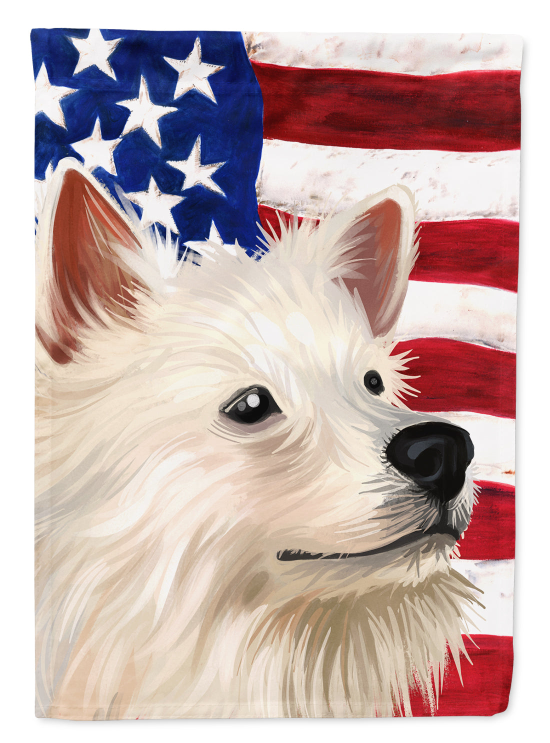 Indian Spitz Dog American Flag Flag Canvas House Size CK6568CHF  the-store.com.