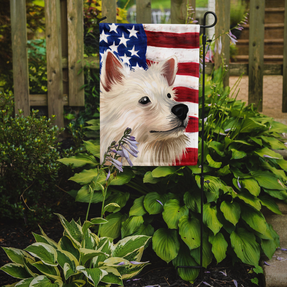 Indian Spitz Dog American Flag Flag Garden Size CK6568GF  the-store.com.