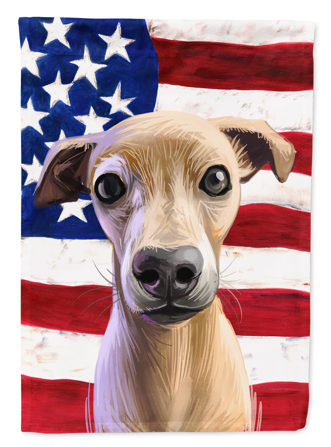 Italian Greyhound American Flag Flag Canvas House Size CK6576CHF  the-store.com.