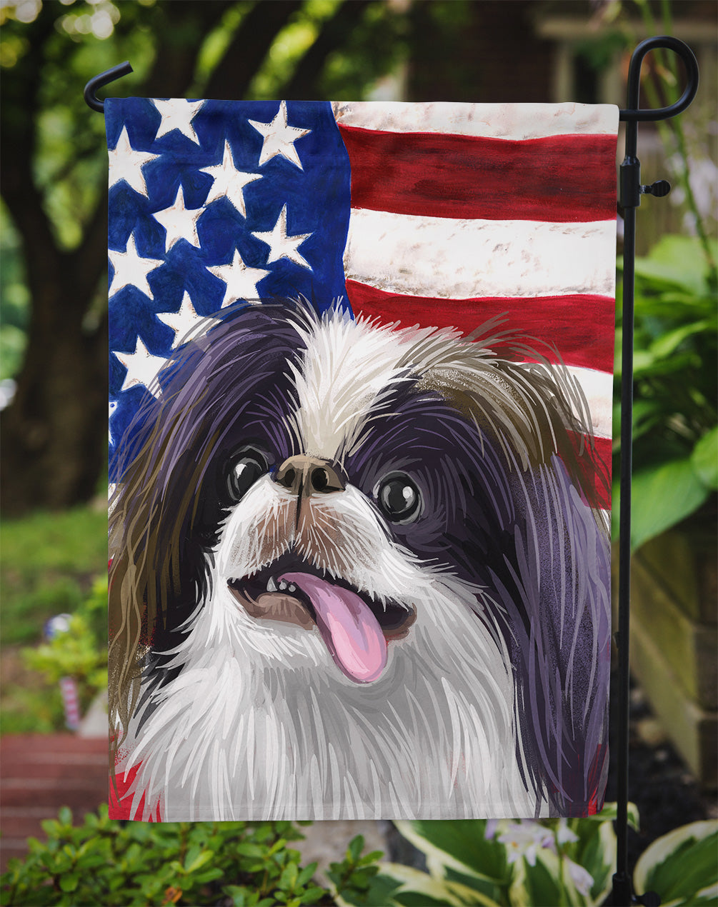 Japanese Chin American Flag Flag Garden Size CK6580GF  the-store.com.