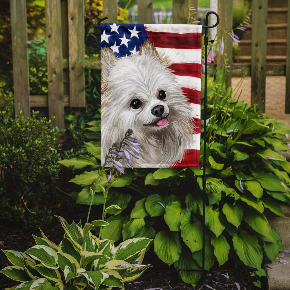 Japanese Spitz American Flag Flag Garden Size CK6581GF  the-store.com.