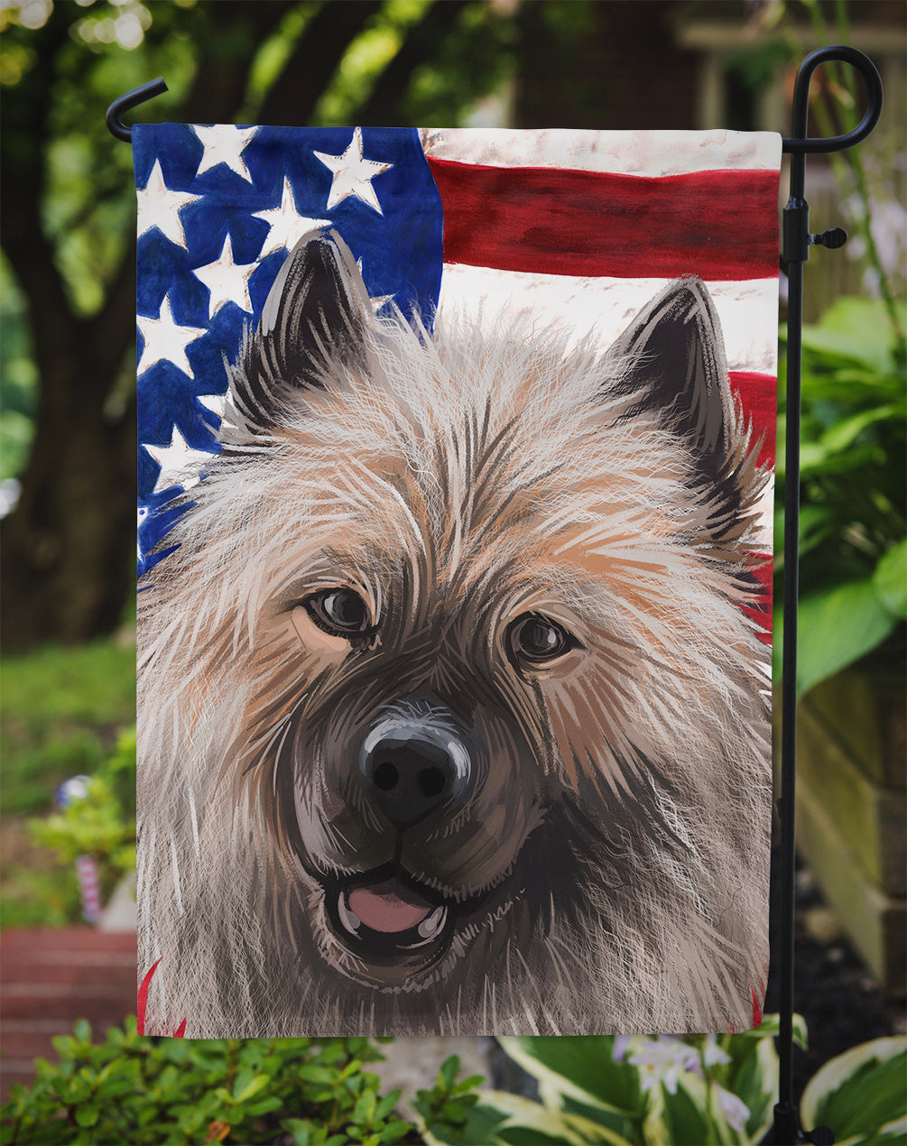 Keeshond American Flag Flag Garden Size CK6588GF  the-store.com.