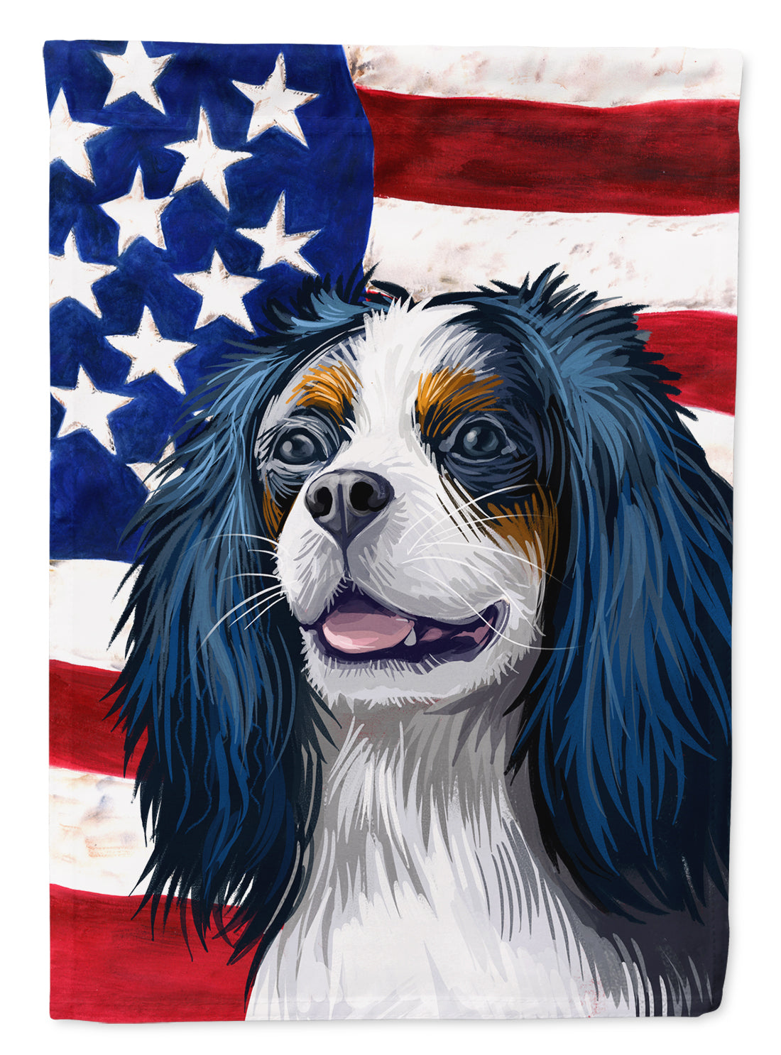 King Charles Spaniel American Flag Flag Canvas House Size CK6591CHF  the-store.com.