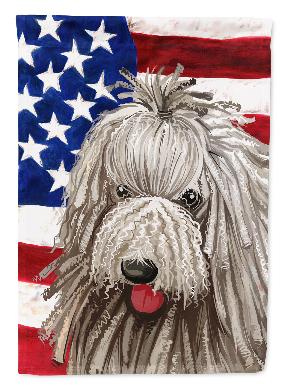 Komondor American Flag Flag Canvas House Size CK6594CHF  the-store.com.