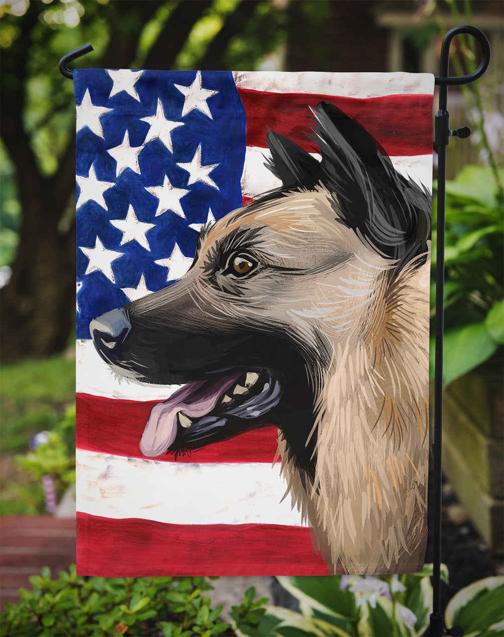 Kunming Wolfdog American Flag Flag Garden Size CK6598GF  the-store.com.