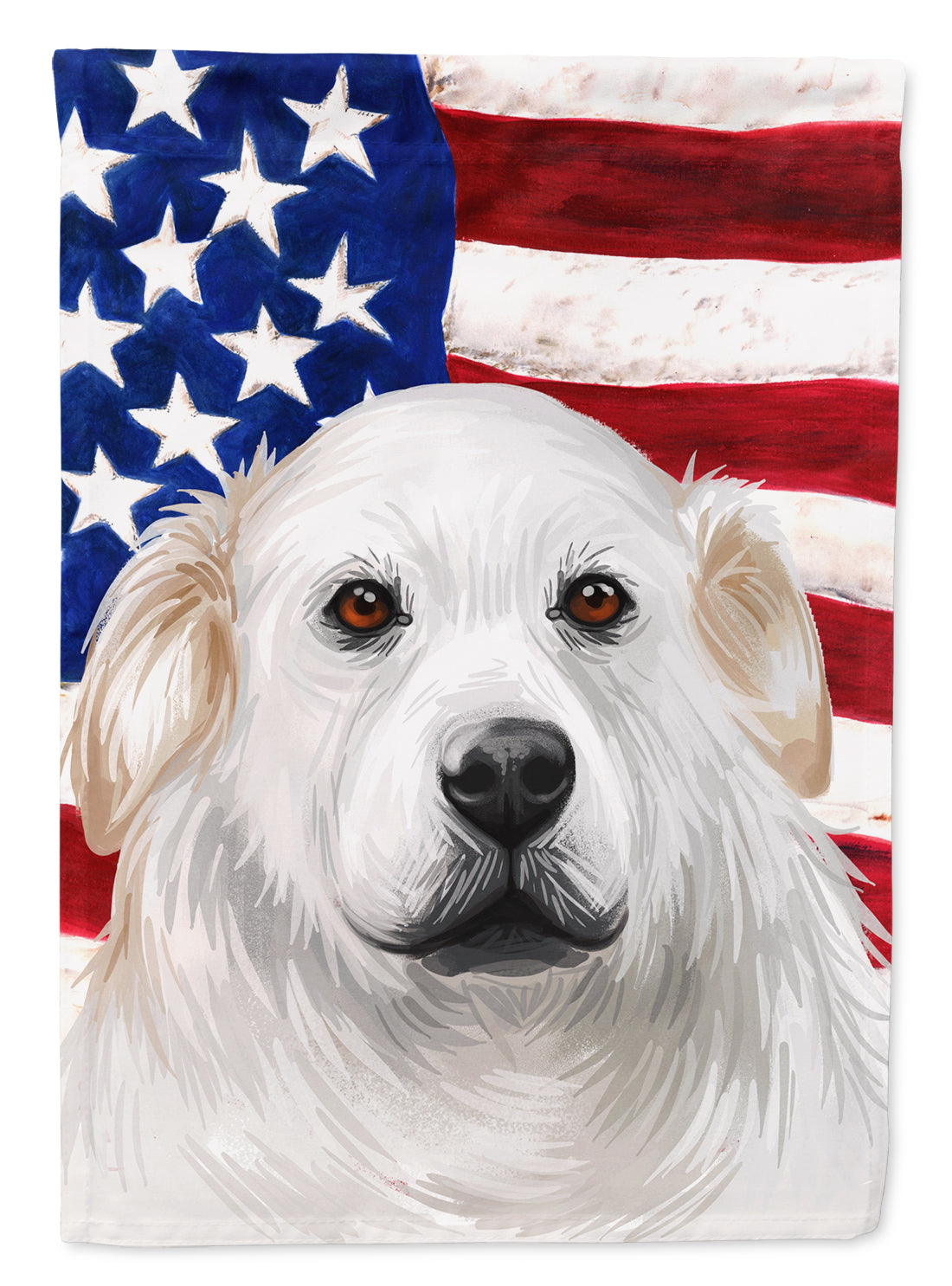 Kuvasz American Flag Flag Canvas House Size CK6599CHF  the-store.com.