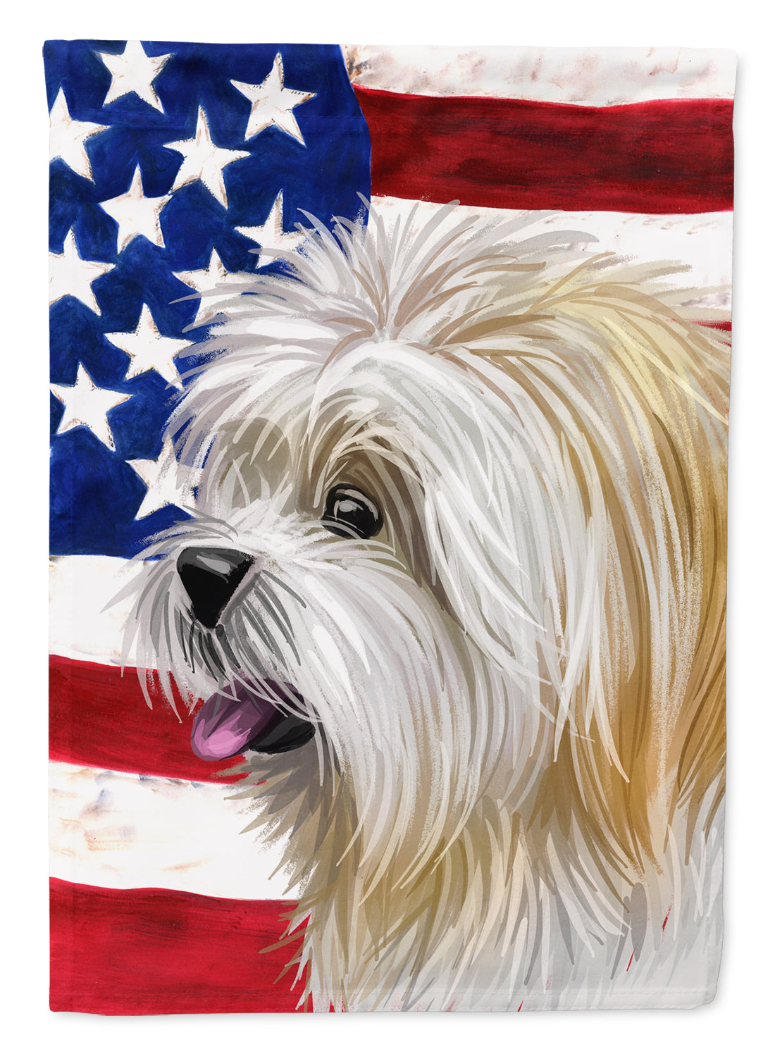 Lhasa Apso American Flag Flag Canvas House Size CK6607CHF  the-store.com.