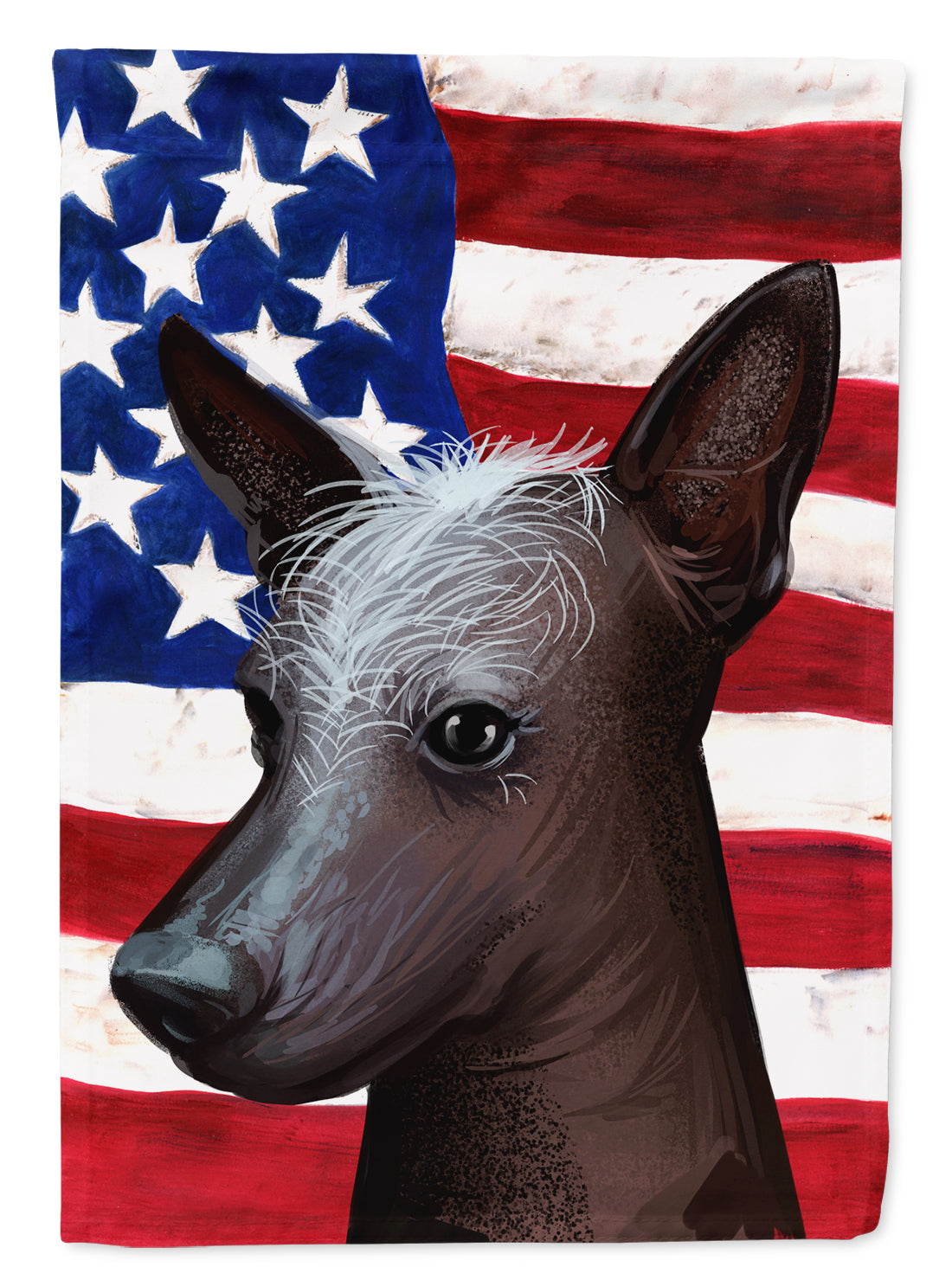 Mexican Hairless Dog American Flag Flag Canvas House Size CK6614CHF  the-store.com.