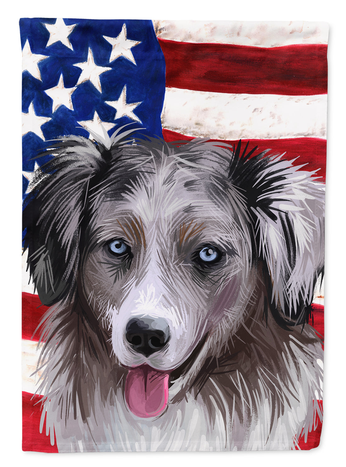 Miniature American Shepherd American Flag Flag Canvas House Size CK6615CHF  the-store.com.