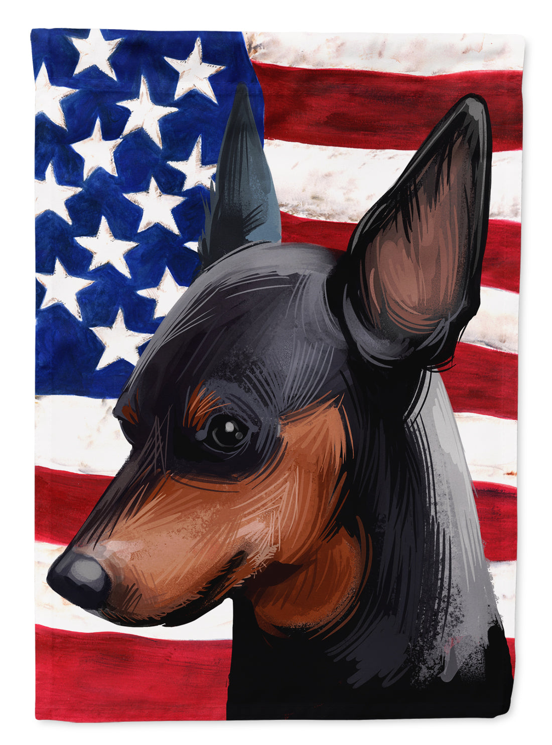 Miniature Pinscher Dog American Flag Flag Canvas House Size CK6618CHF  the-store.com.