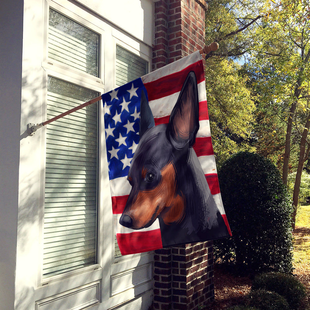 Miniature Pinscher Dog American Flag Flag Canvas House Size CK6618CHF  the-store.com.