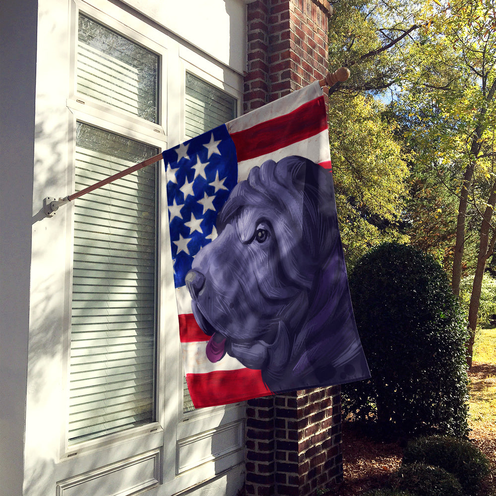 Miniature Shar Pei Dog American Flag Flag Canvas House Size CK6620CHF  the-store.com.