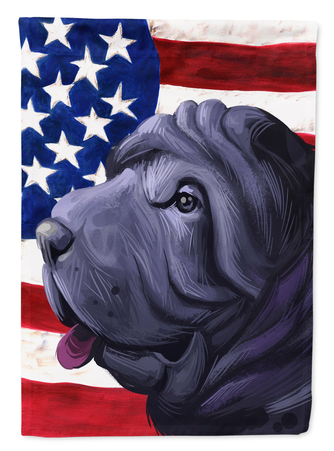 Miniature Shar Pei Dog American Flag Flag Garden Size CK6620GF  the-store.com.