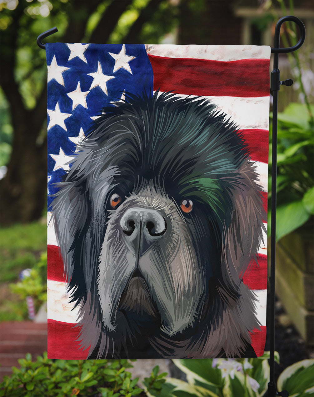 Newfoundland Dog American Flag Flag Garden Size CK6626GF  the-store.com.