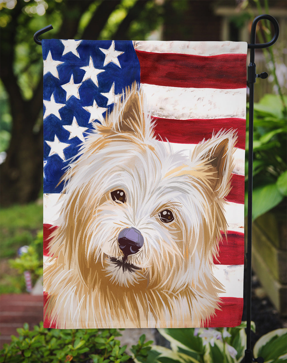 Norwich Terrier Dog American Flag Flag Garden Size CK6633GF  the-store.com.