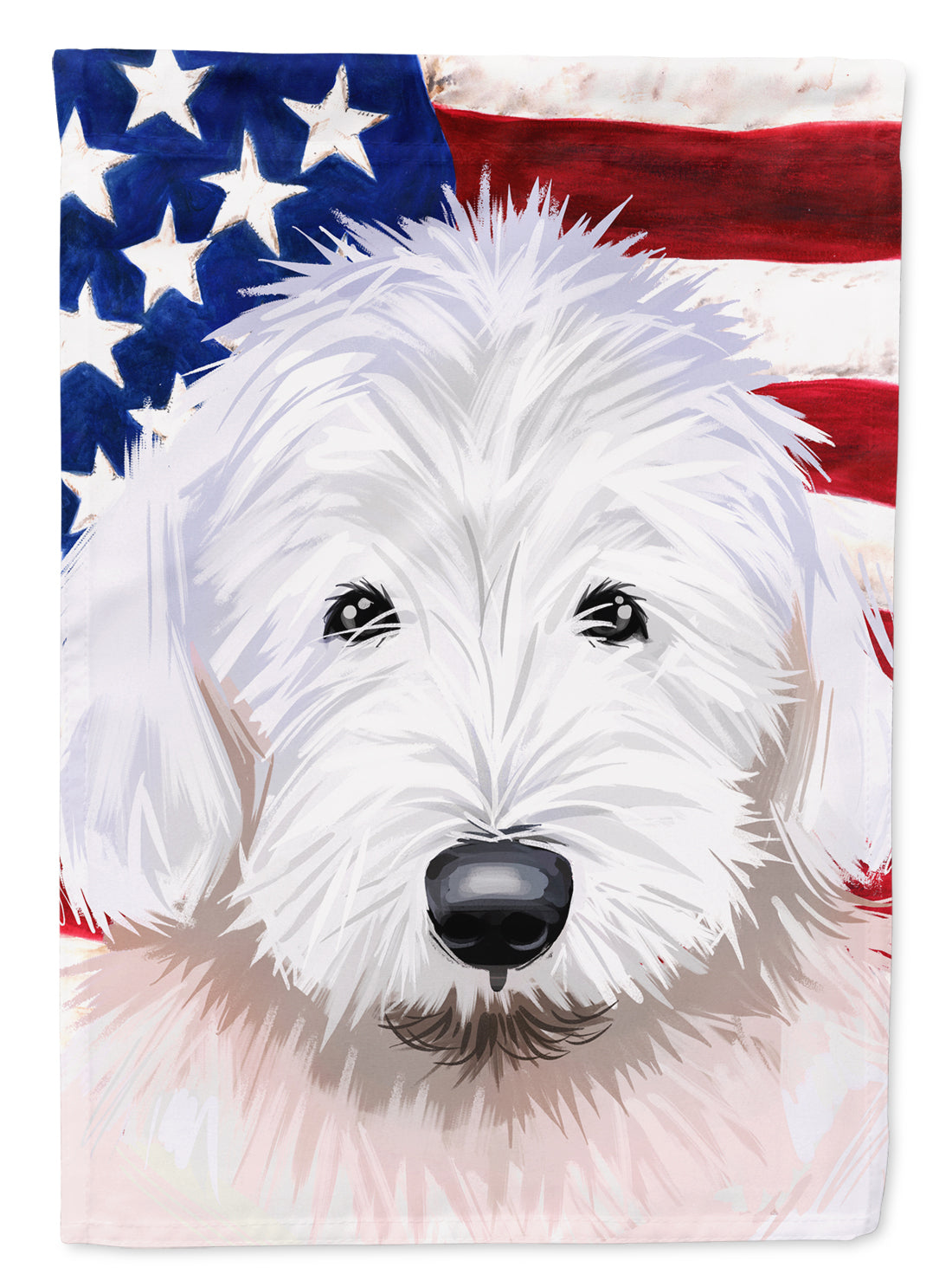 Old English Sheepdog American Flag Flag Garden Size CK6635GF  the-store.com.