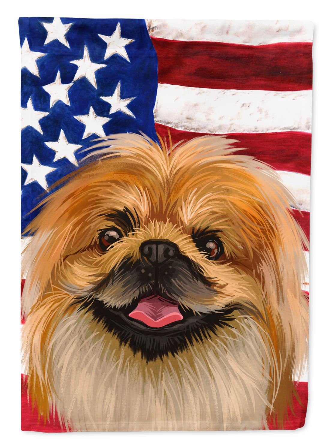 Pekingese Dog American Flag Flag Canvas House Size CK6639CHF  the-store.com.