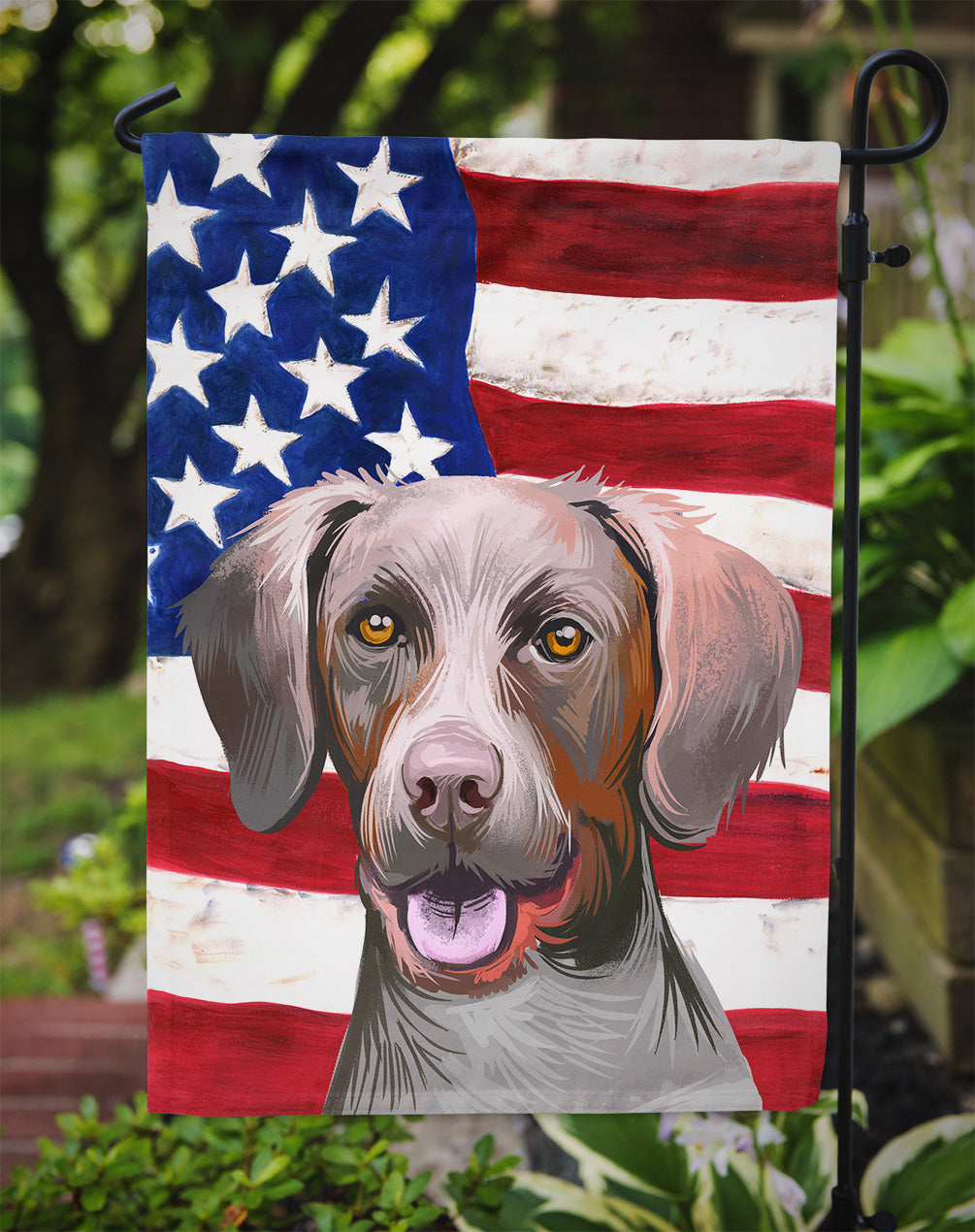 Pointer Dog American Flag Flag Garden Size CK6649GF  the-store.com.