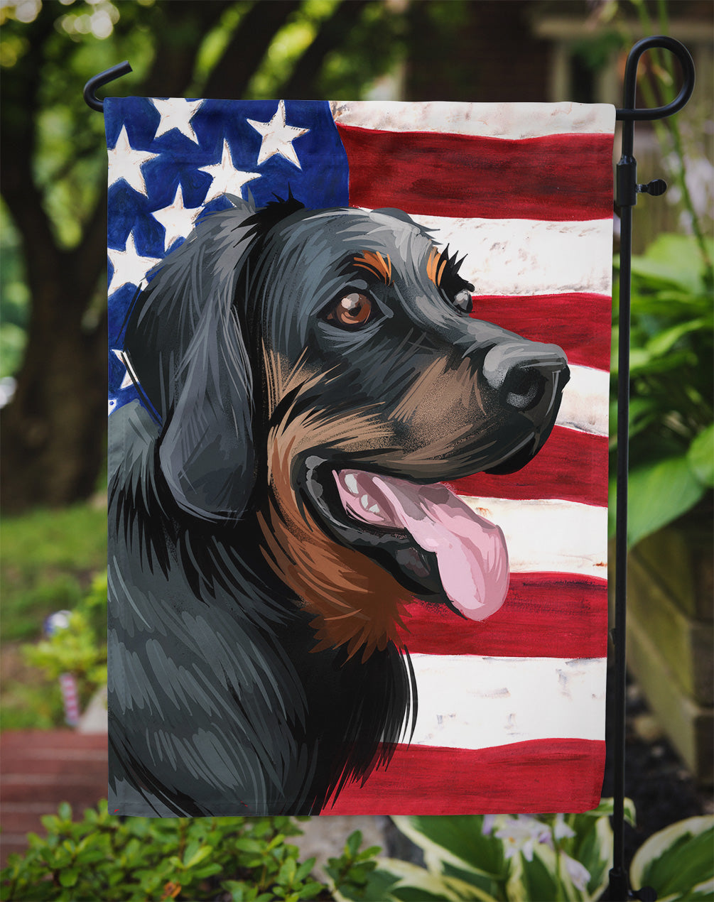 Polish Hunting Dog American Flag Flag Garden Size CK6653GF  the-store.com.