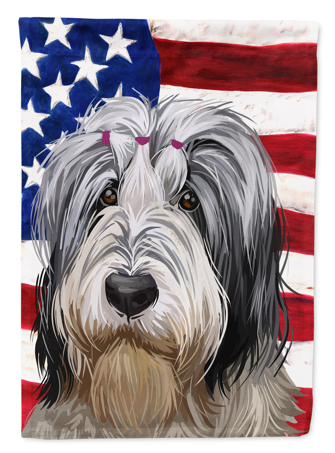 Polish Lowland Sheepdog American Flag Flag Canvas House Size CK6654CHF  the-store.com.